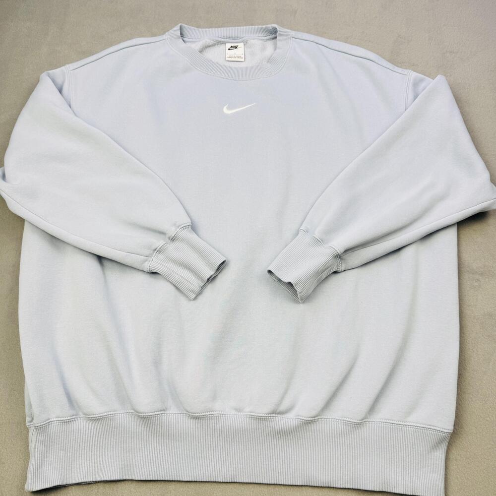 Nike Sweatshirt Mens Large Blue Fleece Crewneck Swoosh Logo Pullover DQ5733-441